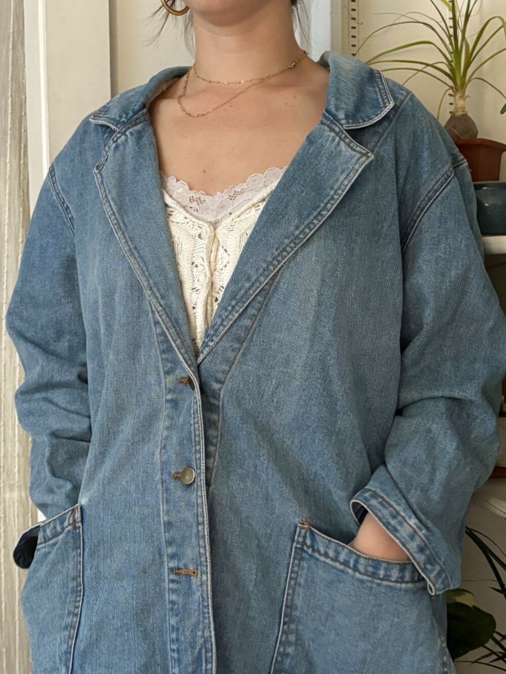 Vintage Denim Blazer Coat